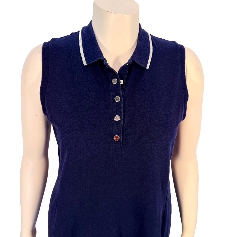 Lauren Ralph Lauren Sundress Womens XL Navy Collared Sleeveless Mid Length - Picture 2 of 11